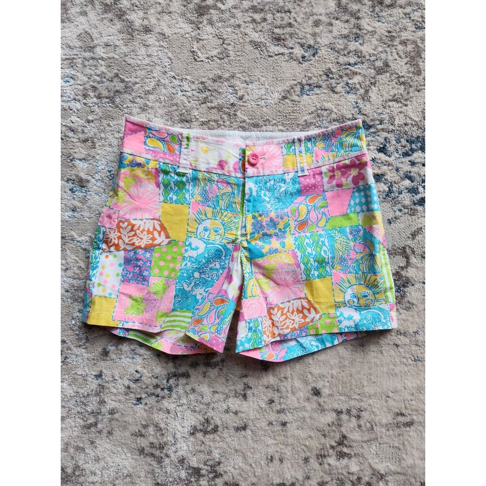 Lilly Pulitzer Size 0 Palm Beach Fit Patchwork Colorful Preppy Chino Shorts